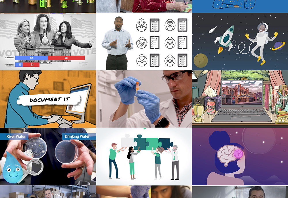 Various examples of Kohlitz's past explainer video work
